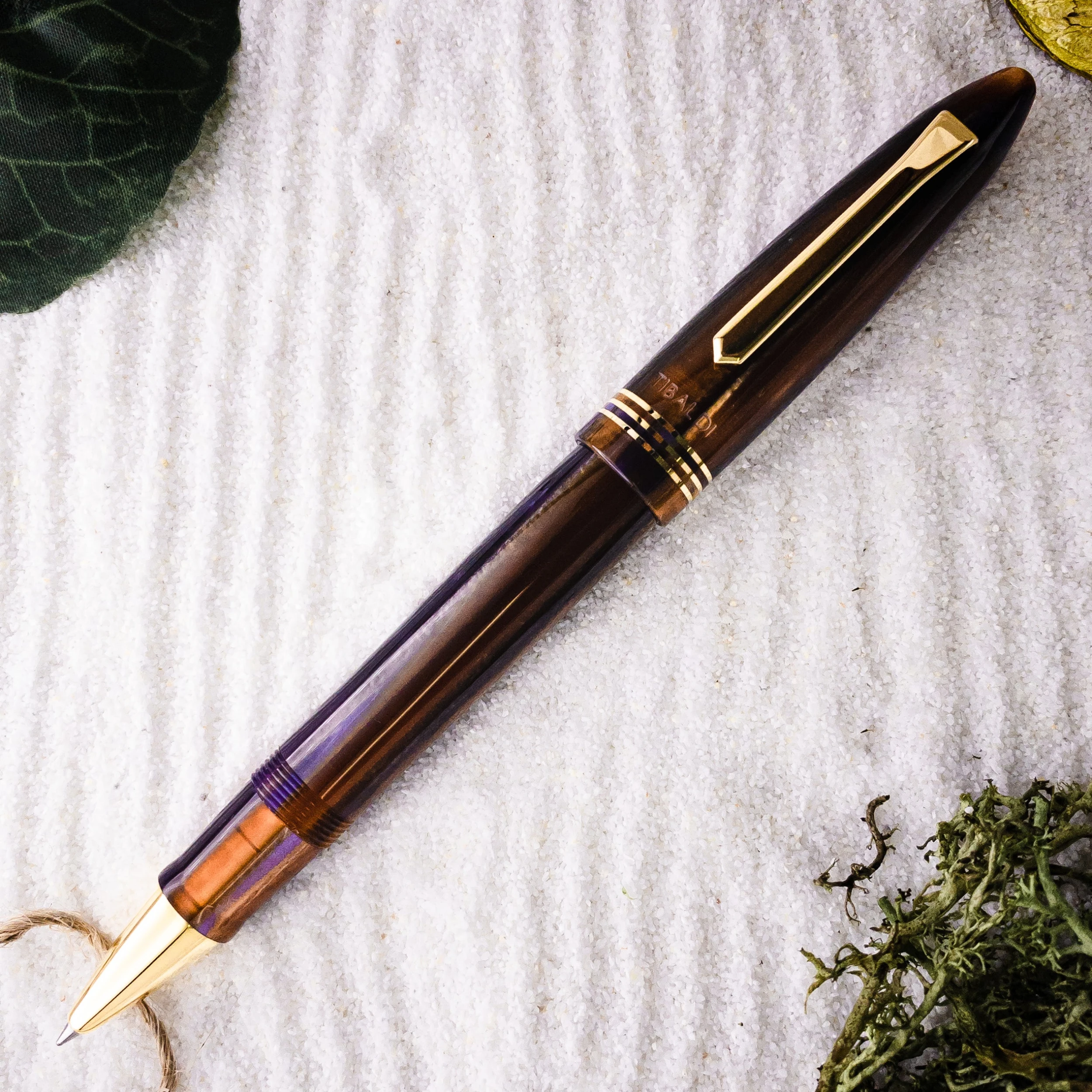Tibaldi Bononia Seilan Purple Resin Rollerball Pen, Gold Trim 3 Tibaldi Bononia Seilan Purple Resin Rollerball Pen, Gold Trim