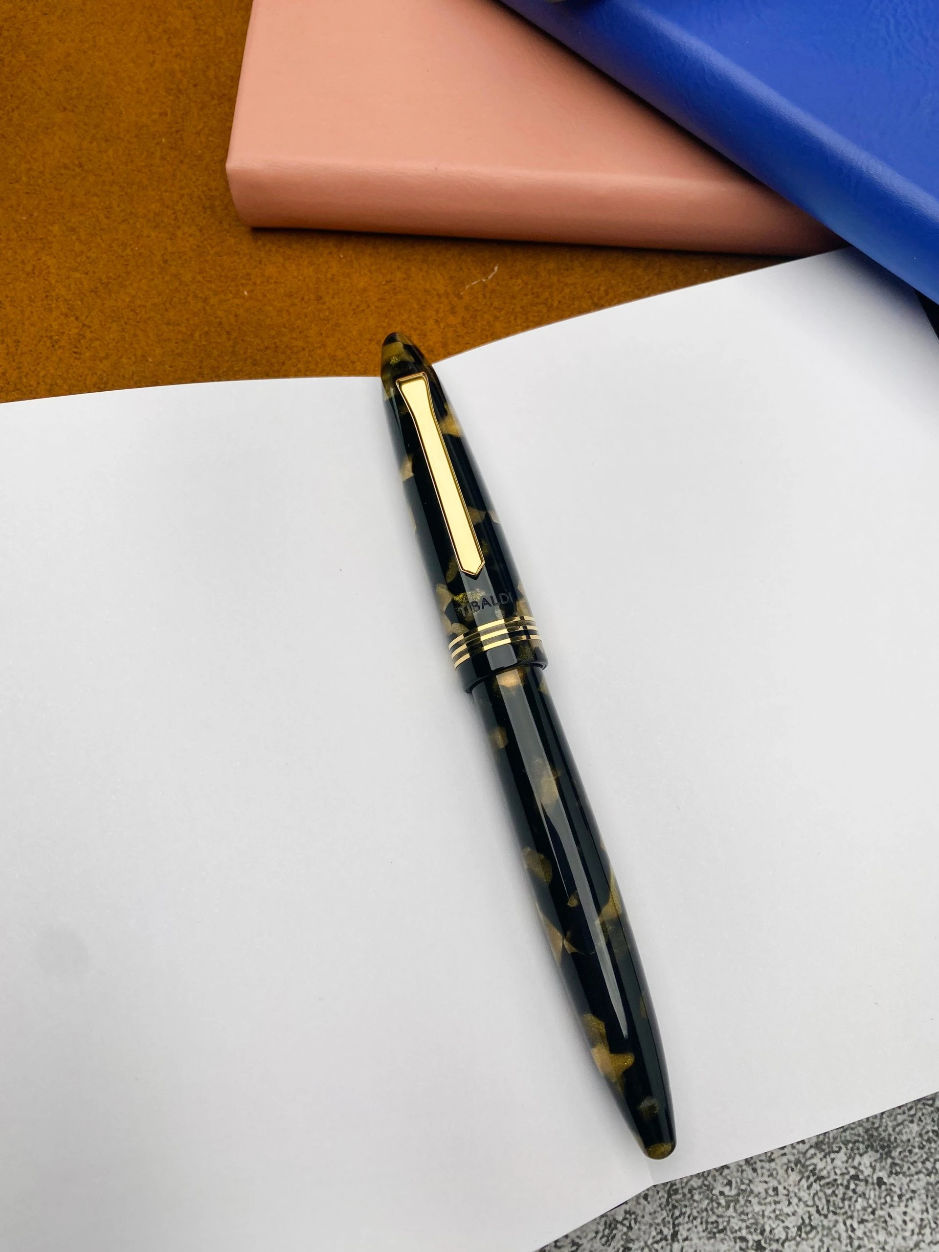 Tibaldi Bononia Fountain Pen, Black & Gold, 18K Gold Plated Trim 4 Tibaldi Bononia Fountain Pen, Black & Gold, 18K Gold Plated Trim - Image 2