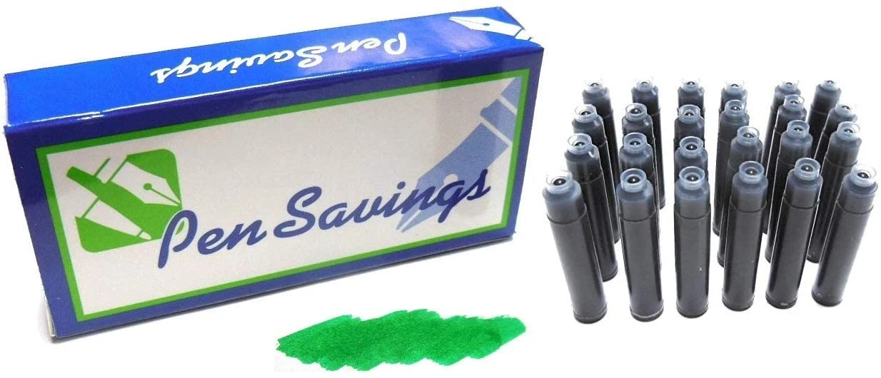 Pen Savings 24 Standard International Short Fountain Pen Ink Cartridges, Irish Green 3 Pen Savings 24 Standard International Short Fountain Pen Ink Cartridges, Irish Green