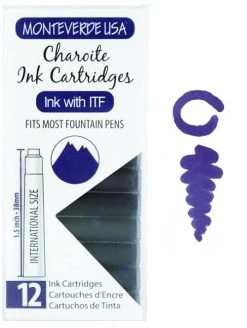 Monteverde International Standard Fountain Pen Ink Cartridges, Charoite
