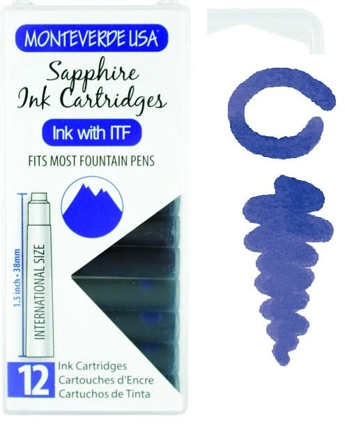 Monteverde International Standard Fountain Pen Ink Cartridges, Sapphire 3 Monteverde International Standard Fountain Pen Ink Cartridges, Sapphire