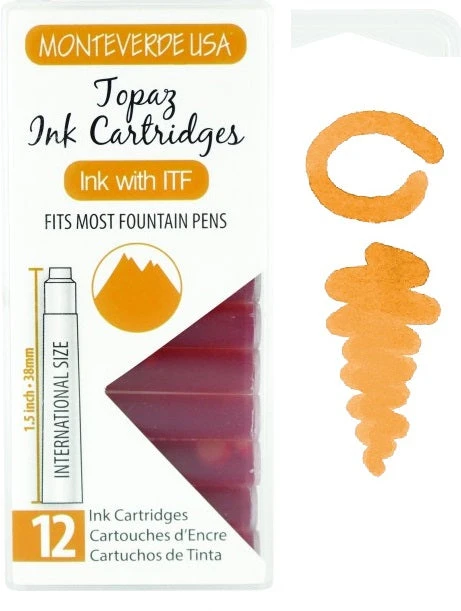 Monteverde International Standard Fountain Pen Ink Cartridges, Topaz 3 Monteverde International Standard Fountain Pen Ink Cartridges, Topaz