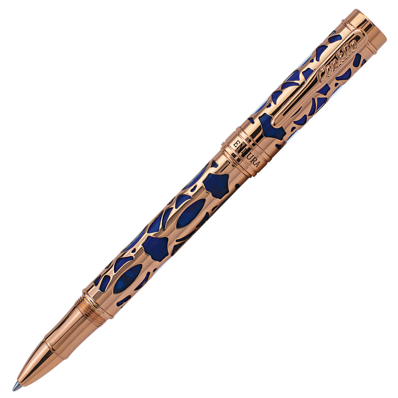 Conklin Endura Deco Crest Rollerball Pen, Blue & Rose Gold 3 Conklin Endura Deco Crest Rollerball Pen, Blue & Rose Gold