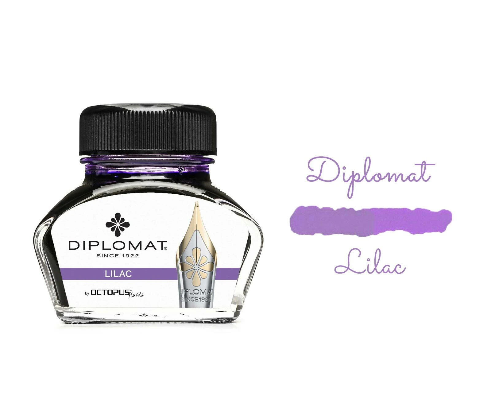 Diplomat Octopus Fountain Pen Ink Bottle, 30ml, Lilac 3 Diplomat Octopus Fountain Pen Ink Bottle, 30ml, Lilac