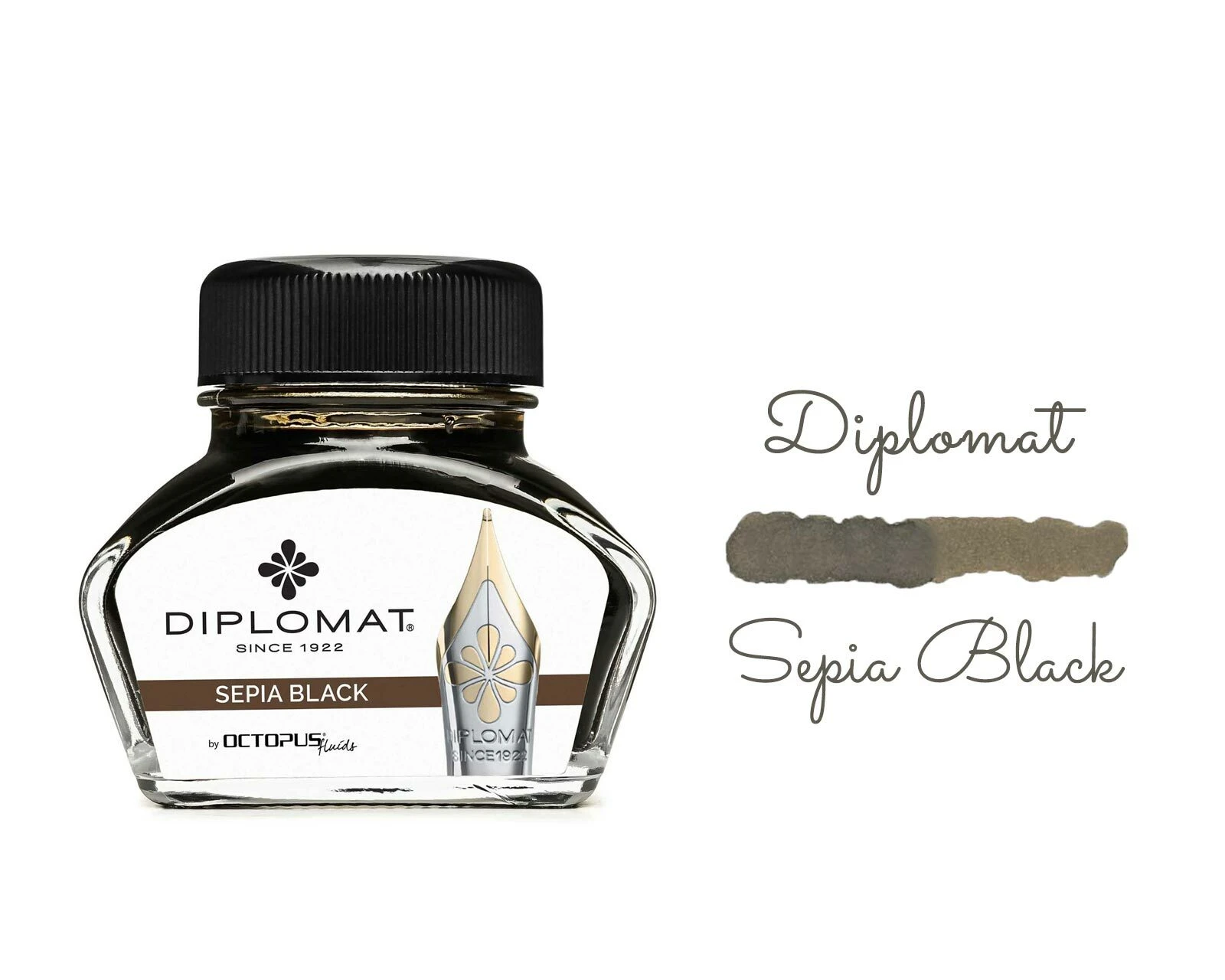 Diplomat Octopus Fountain Pen Ink Bottle, 30ml, Sepia Black 3 Diplomat Octopus Fountain Pen Ink Bottle, 30ml, Sepia Black