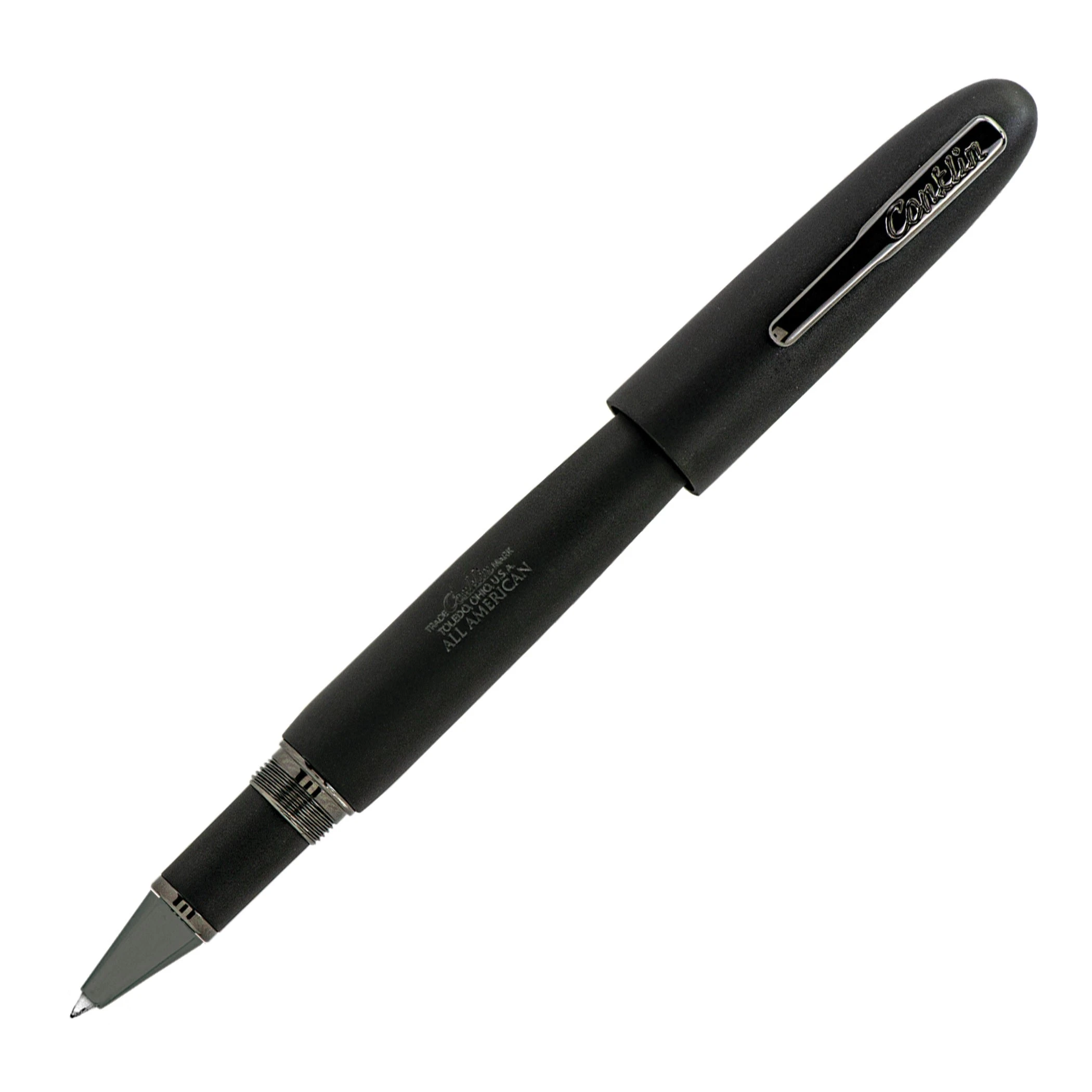 Conklin All American Limited Edition Rollerball Pen, Matte Black & Gunmetal 3 Conklin All American Limited Edition Rollerball Pen, Matte Black & Gunmetal