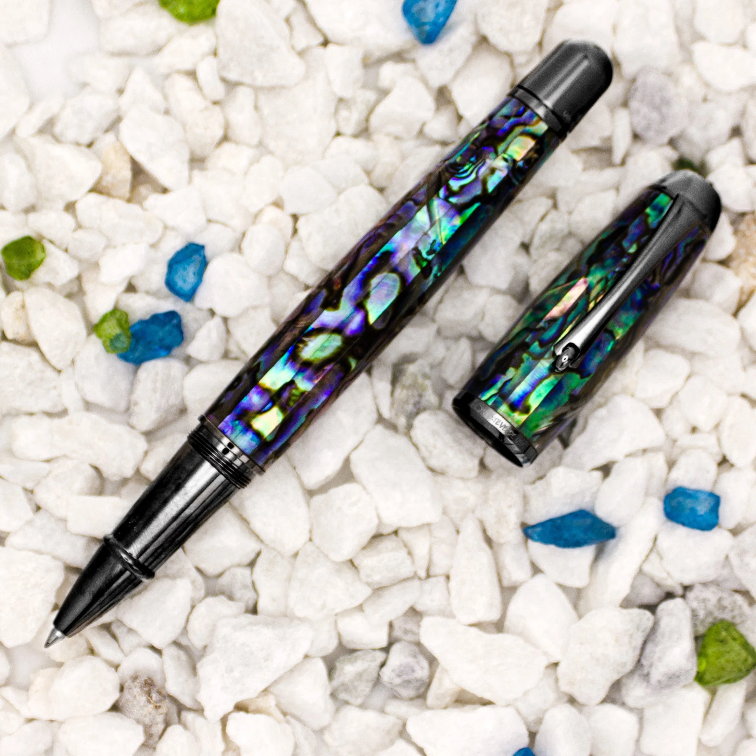 Monteverde Super Mega Limited Edition Abalone Rollerball Pen, Gunmetal Trim 3 Monteverde Super Mega Limited Edition Abalone Rollerball Pen, Gunmetal Trim