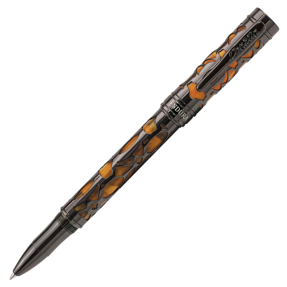 Conklin Endura Deco Crest Rollerball Pen, Orange & Gunmetal 3 Conklin Endura Deco Crest Rollerball Pen, Orange & Gunmetal