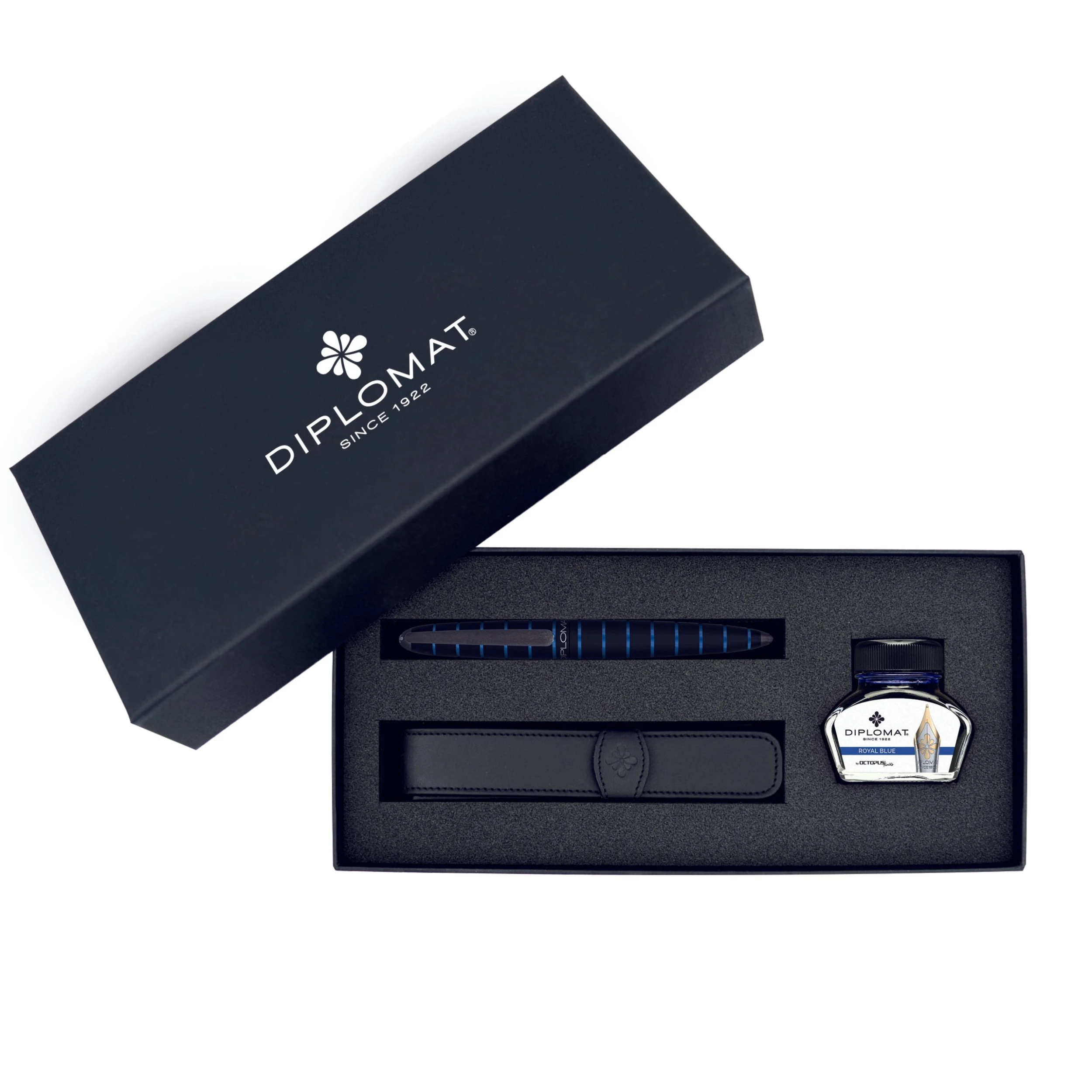 Diplomat Elox Fountain Pen Gift Set, Black & Blue 3 Diplomat Elox Fountain Pen Gift Set, Black & Blue