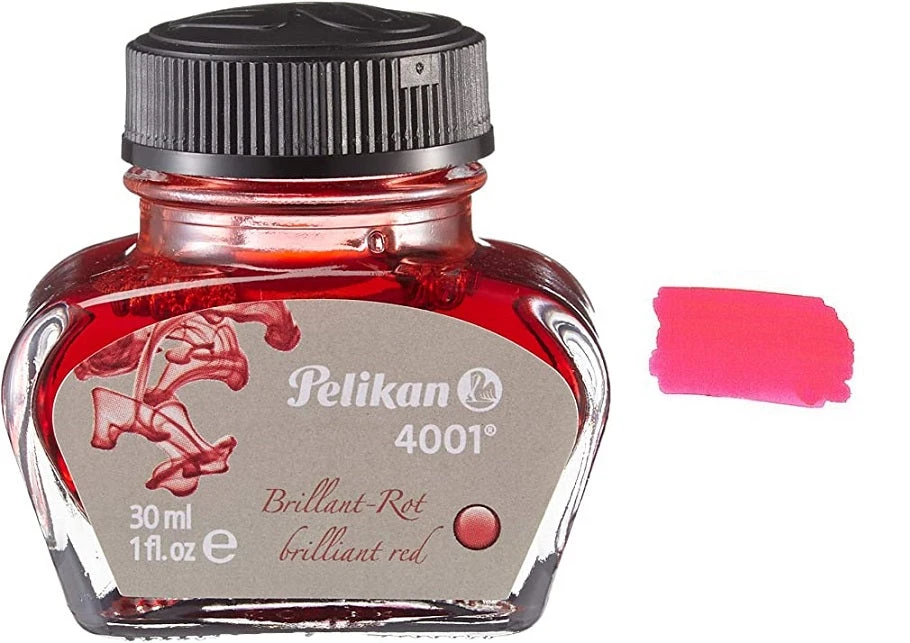 Pelikan 4001 Fountain Pen Ink Bottle, 30ml, Brilliant Red 3 Pelikan 4001 Fountain Pen Ink Bottle, 30ml, Brilliant Red