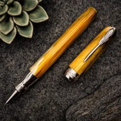 Pineider La Grande Bellezza Gemstone Rollerball Pen, Tigers Yellow -Noodlers Store APC 1329