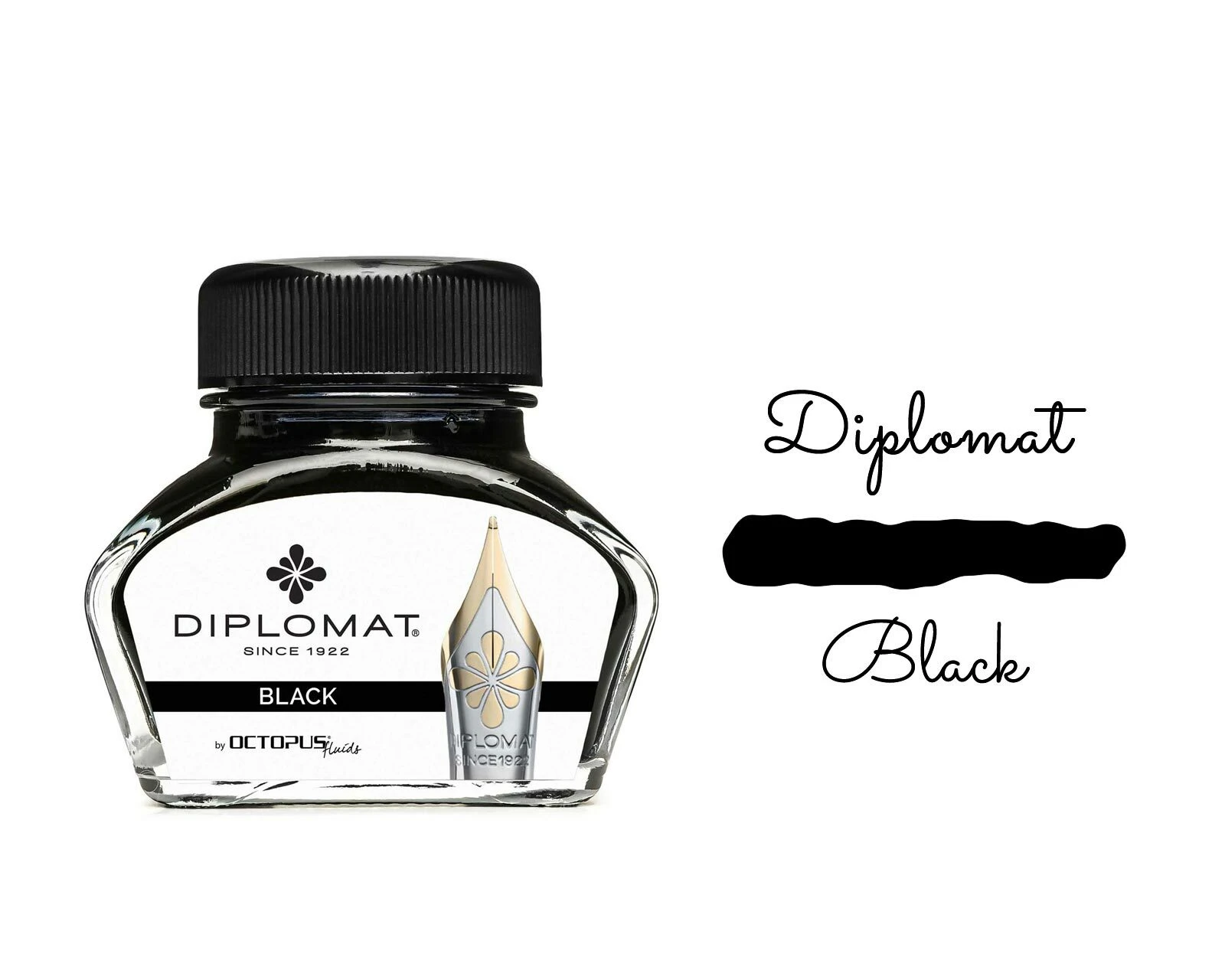 Diplomat Octopus Fountain Pen Ink Bottle, 30ml, Black 3 Diplomat Octopus Fountain Pen Ink Bottle, 30ml, Black