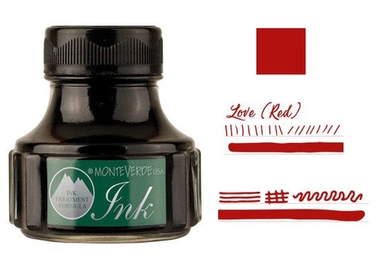 Monteverde 90ml Emotion Fountain Pen Ink Bottle, Love Red 3 Monteverde 90ml Emotion Fountain Pen Ink Bottle, Love Red