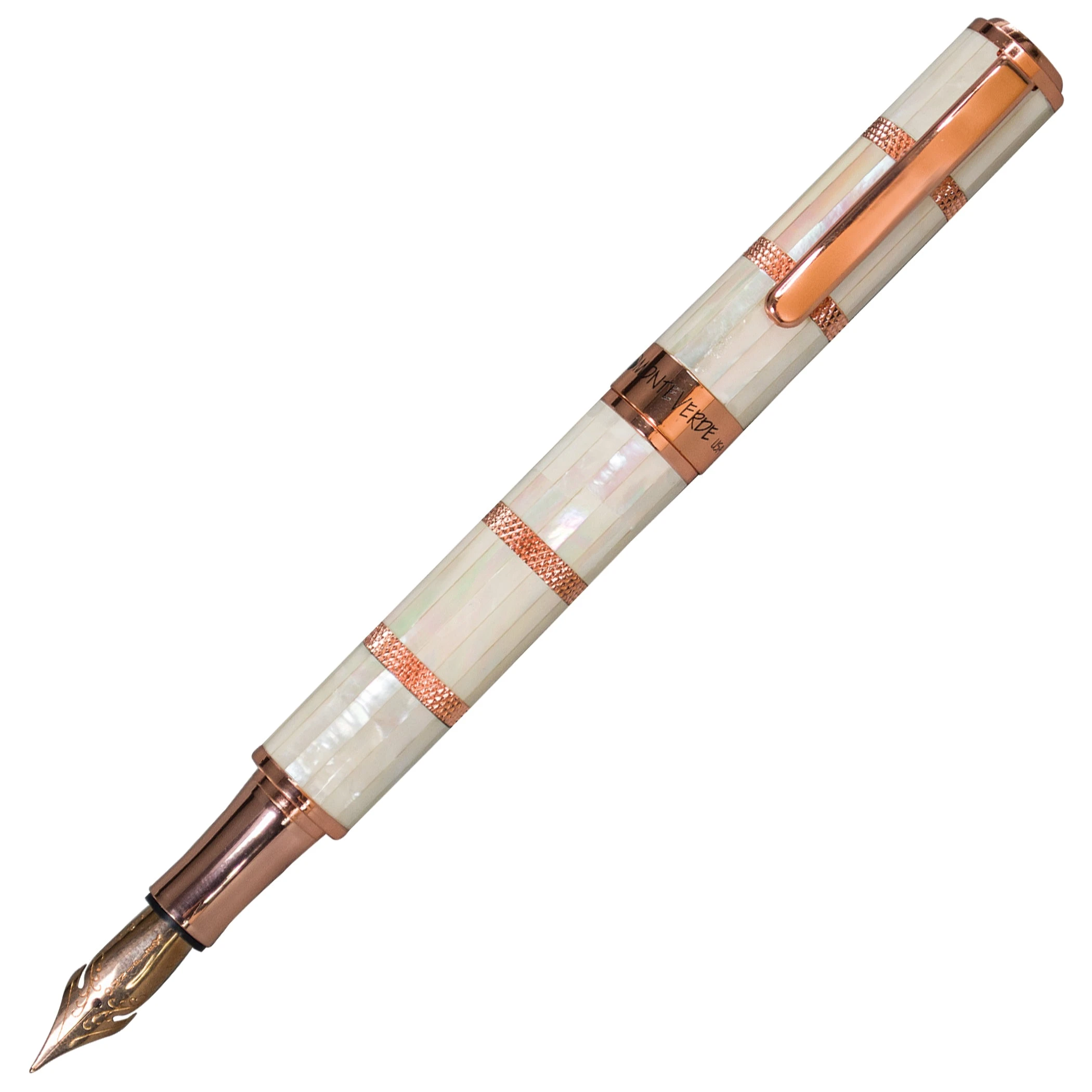 Monteverde Regatta Mother Of Pearl Fountain Pen, Rosegold Trim 3 Monteverde Regatta Mother Of Pearl Fountain Pen, Rosegold Trim