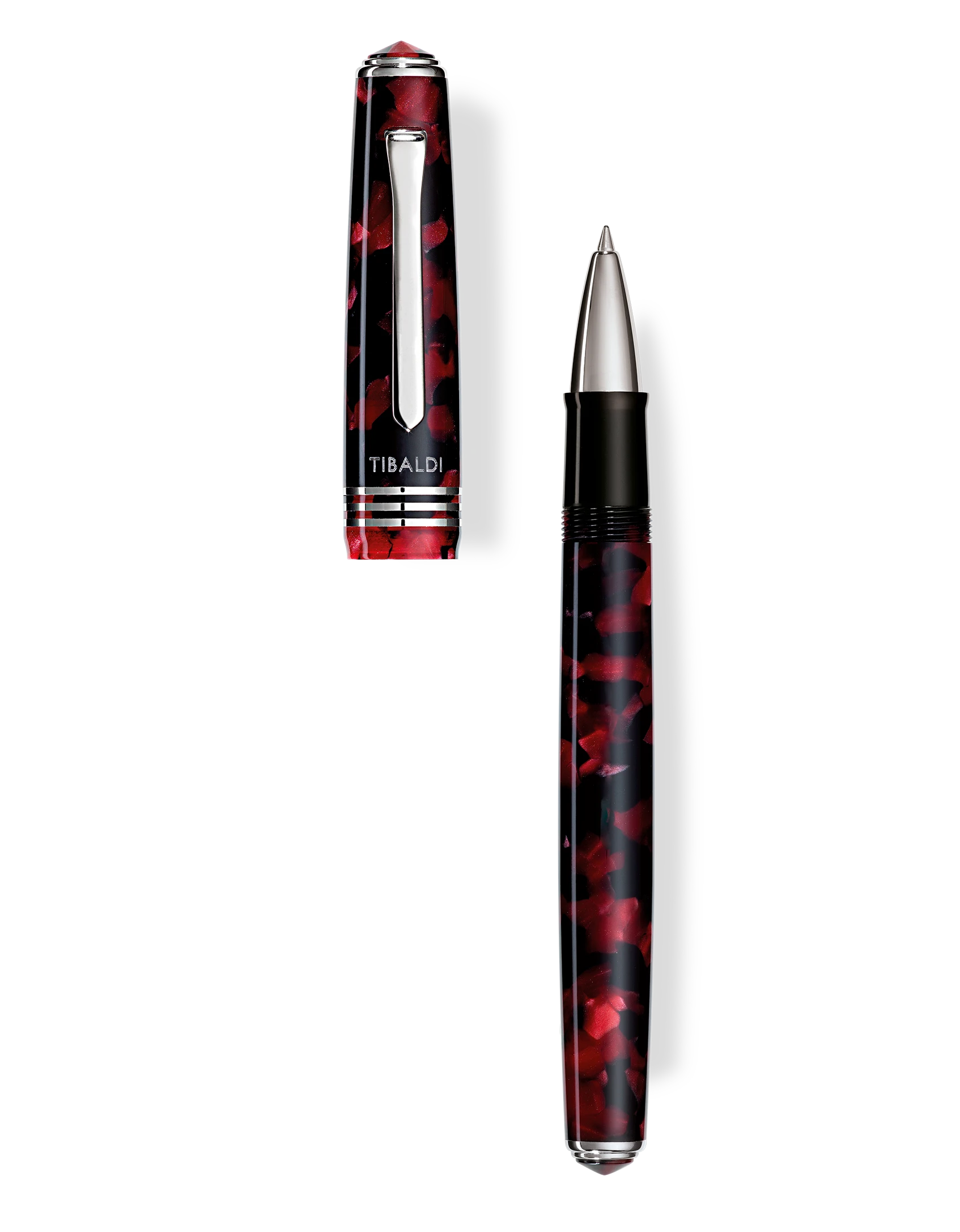 Tibaldi N60 Ruby Red Resin Rollerball Pen, Palladium Trim 3 Tibaldi N60 Ruby Red Resin Rollerball Pen, Palladium Trim