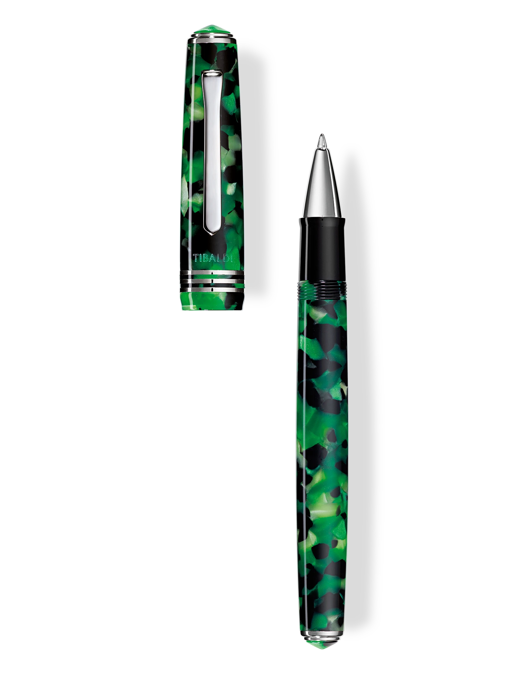 Tibaldi N60 Emerald Green Resin Rollerball Pen, Palladium Trim 3 Tibaldi N60 Emerald Green Resin Rollerball Pen, Palladium Trim