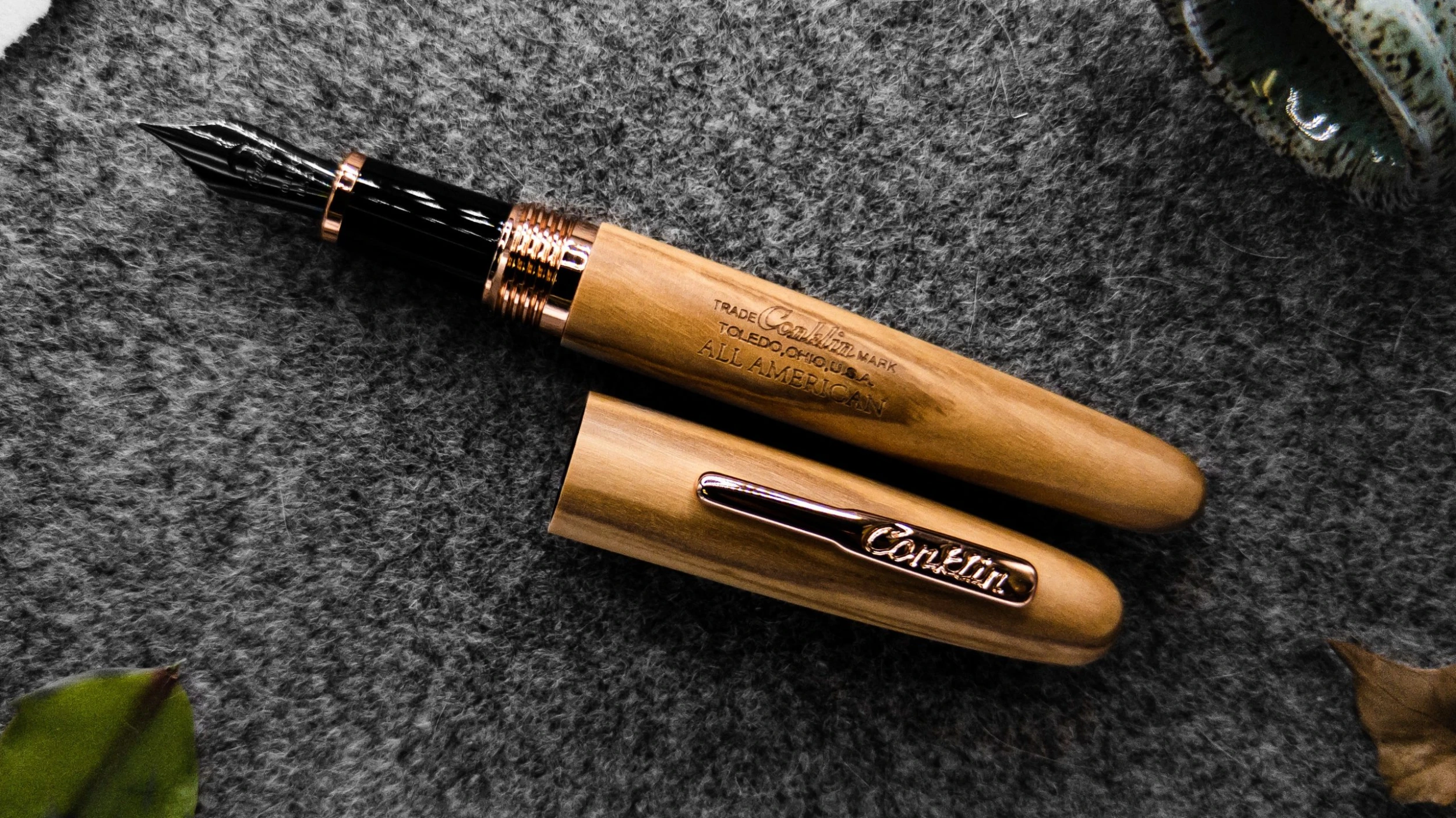 Conklin All American Limited Edition Olive Wood Fountain Pen, Rose Gold Trim 3 Conklin All American Limited Edition Olive Wood Fountain Pen, Rose Gold Trim