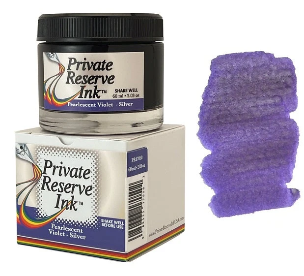 Private Reserve Pearlescent Fountain Pen Ink Bottle, 60ml, Violet Silver 3 Private Reserve Pearlescent Fountain Pen Ink Bottle, 60ml, Violet Silver