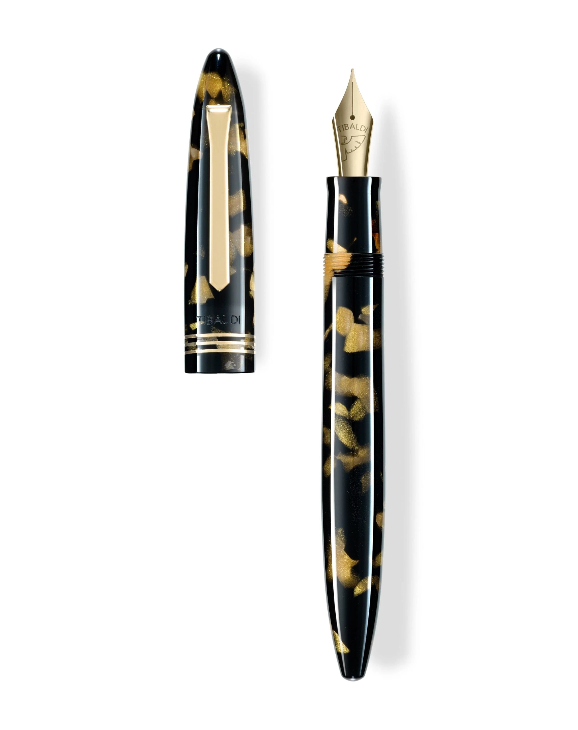 Tibaldi Bononia Fountain Pen, Black & Gold, 18K Gold Plated Trim 5 Tibaldi Bononia Fountain Pen, Black & Gold, 18K Gold Plated Trim - Image 3