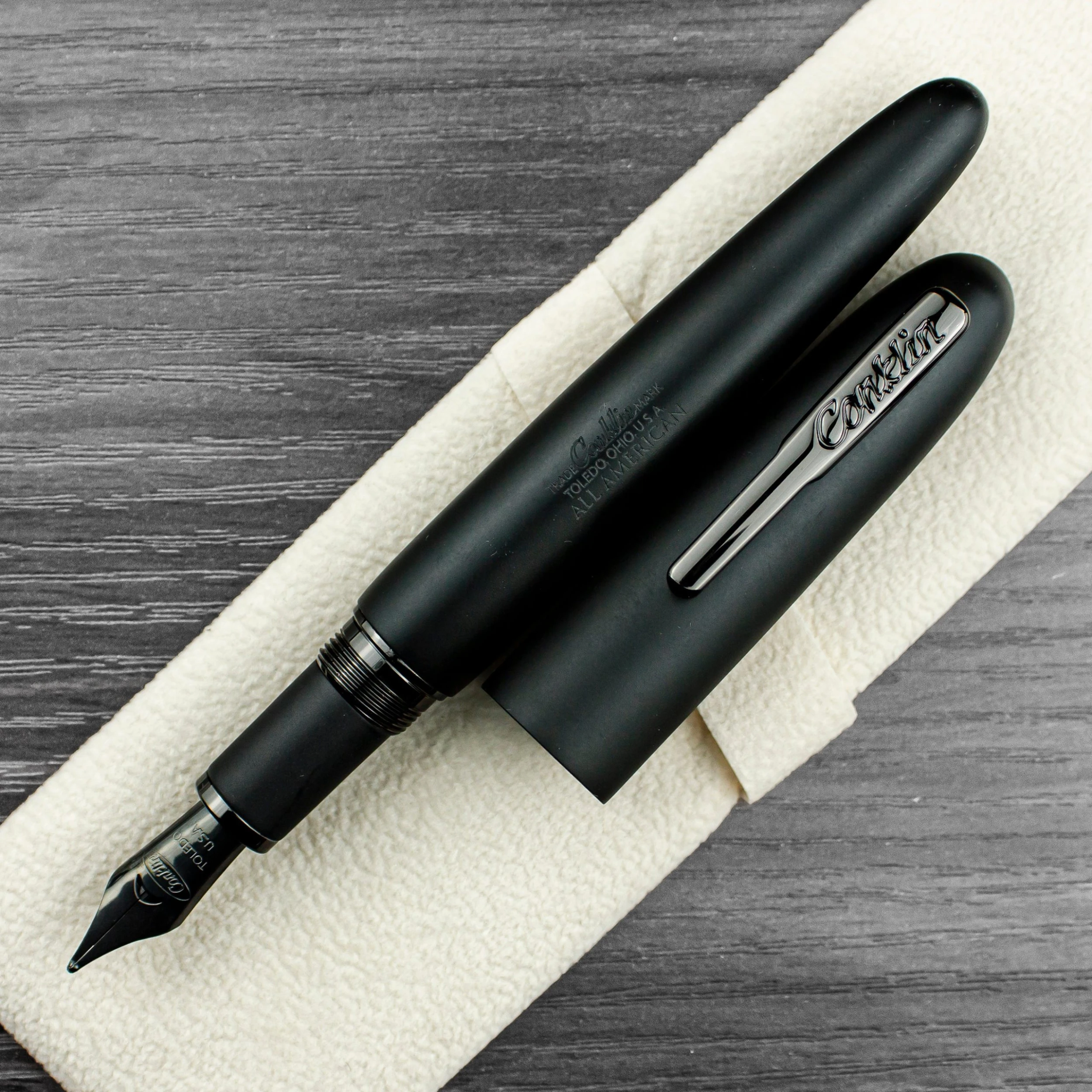 Conklin All American Limited Edition Fountain Pen, Matte Black & Gunmetal 3 Conklin All American Limited Edition Fountain Pen, Matte Black & Gunmetal