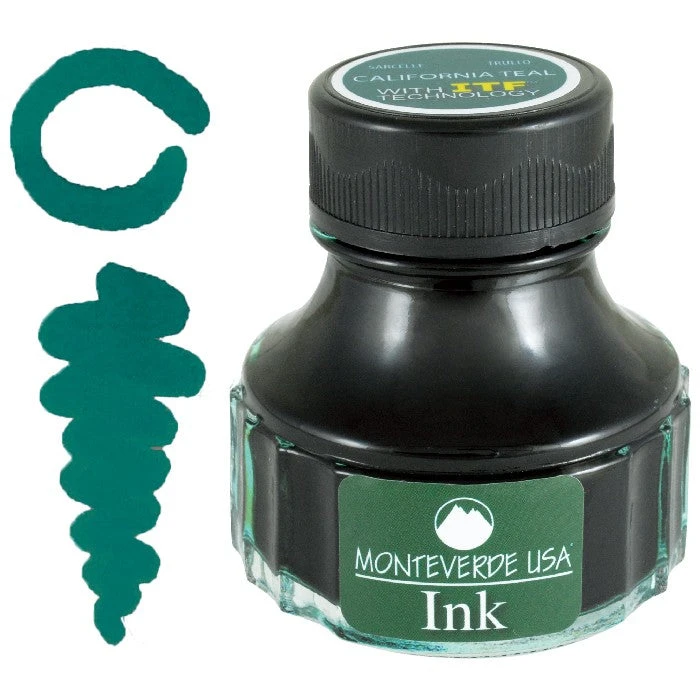 Monteverde 90ml Fountain Pen Ink Bottle, California Teal 3 Monteverde 90ml Fountain Pen Ink Bottle, California Teal