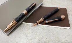 Pineider Limited Edition Forged Carbon Fountain Pen, Rose Gold Trim -Noodlers Store carb2 44d370ef c976 4b10 b919 298c4efe78fb