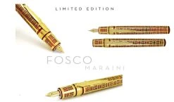 Stipula Davinci Fosco Maraini LE Capless Fountain Pen, Red & Gold, Ultra-Fine 14kt Sti-Flex Nib -Noodlers Store fosco side banner