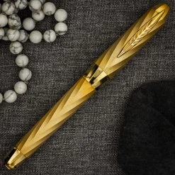 Pineider Matrix Jewelers Limited Edition Sterling Silver Fountain Pen, Yellow Gold -Noodlers Store goldclosed
