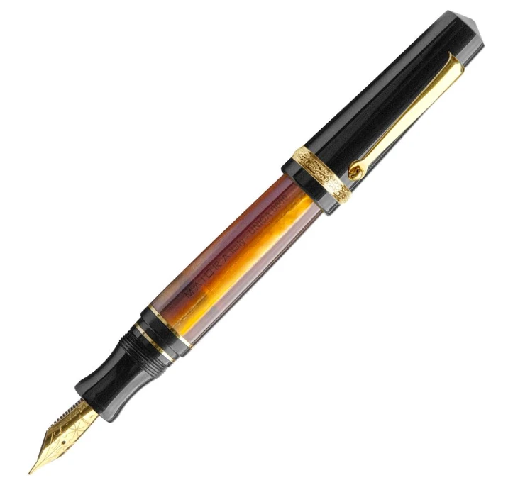 Maiora Aventus Unica Fountain Pen, Black, Orange & Gold 3 Maiora Aventus Unica Fountain Pen, Black, Orange & Gold