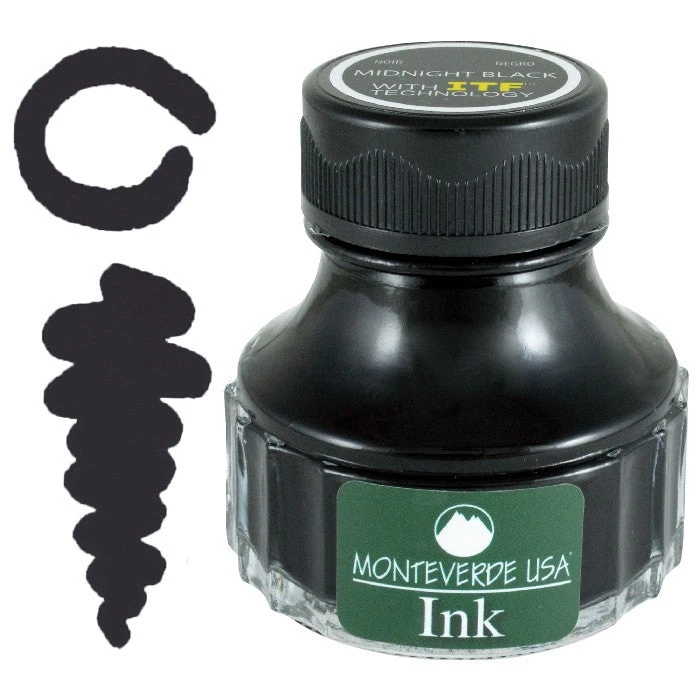 Monteverde 90ml Fountain Pen Ink Bottle, Midnight Black 3 Monteverde 90ml Fountain Pen Ink Bottle, Midnight Black