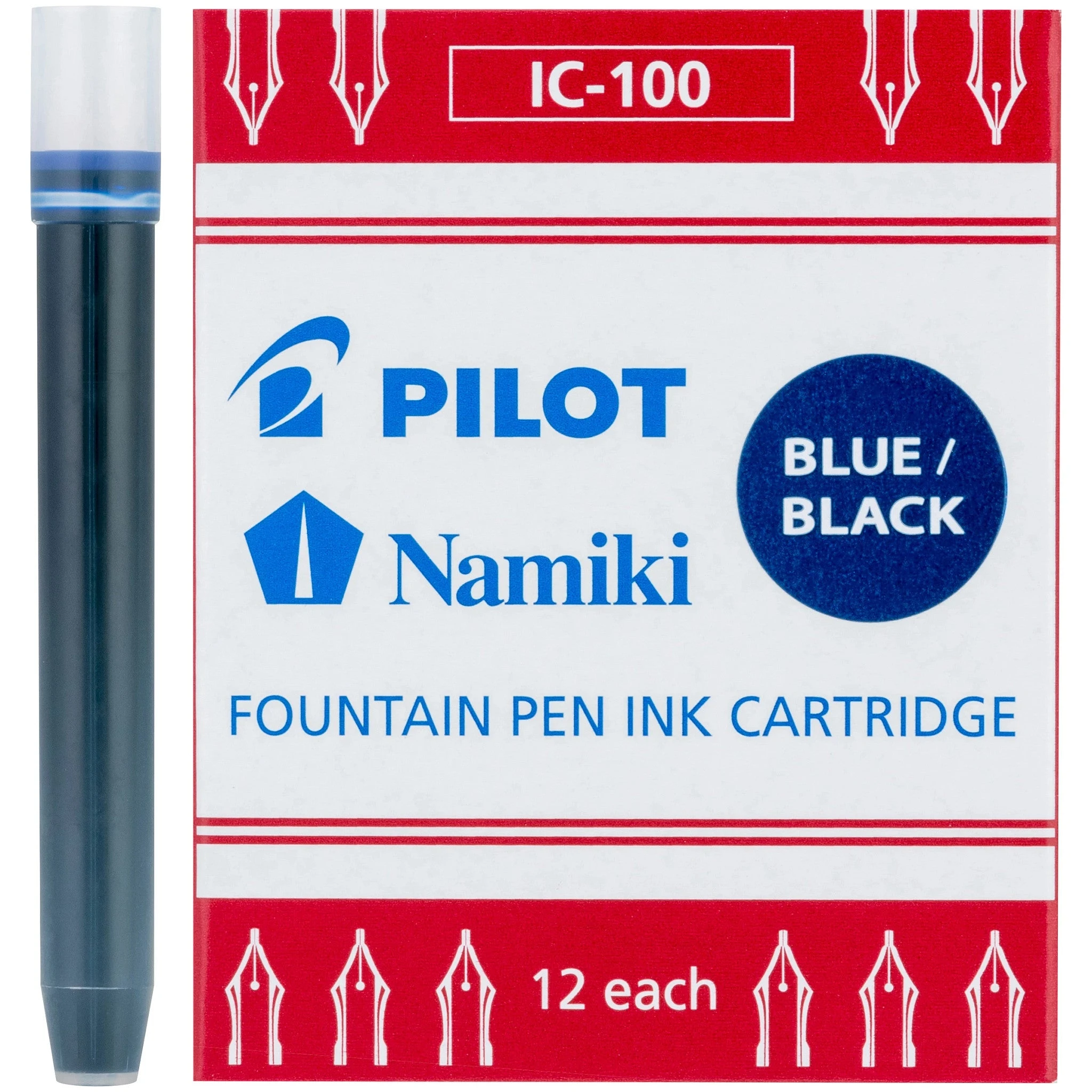 Pilot Namiki Fountain Pen Ink Cartridges, Blue/Black, 12pk 3 Pilot Namiki Fountain Pen Ink Cartridges, Blue/Black, 12pk