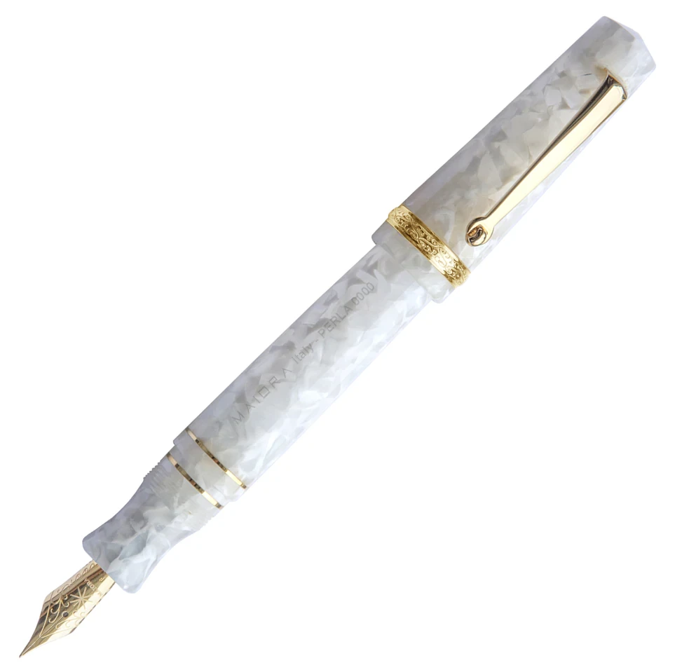 Maiora Aventus Perla Fountain Pen, Pearl White & Gold 3 Maiora Aventus Perla Fountain Pen, Pearl White & Gold
