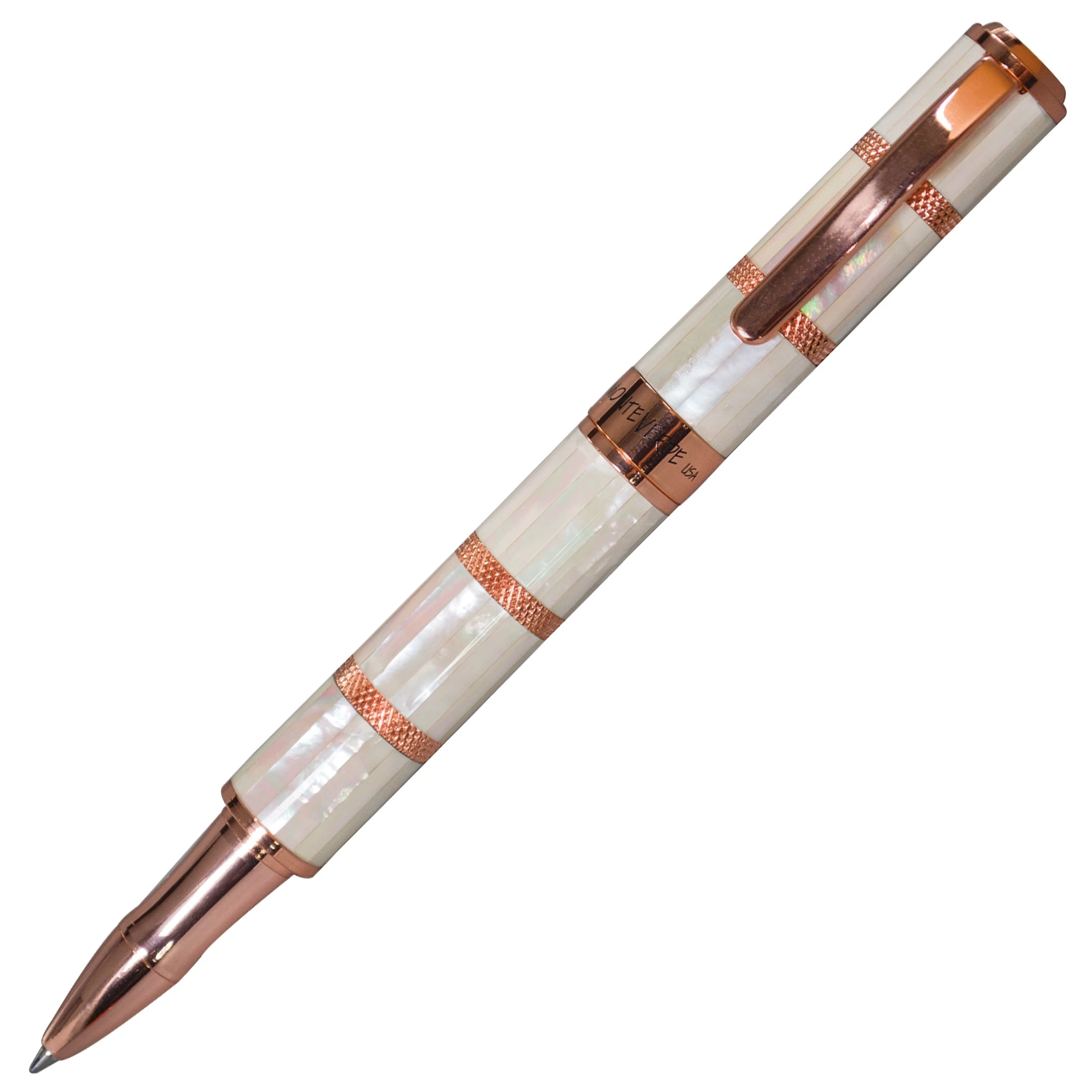 Monteverde Regatta Mother Of Pearl Rollerball Pen, Rosegold Trim 3 Monteverde Regatta Mother Of Pearl Rollerball Pen, Rosegold Trim